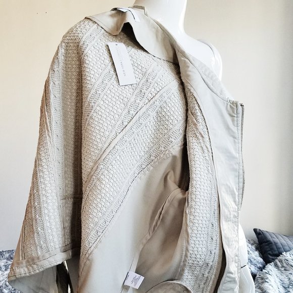 NY&C Taupe Knit Lined Textured Faux Leather Jacket - Picture 13 of 16